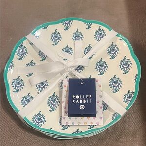 ROLLER RABBIT X TARGET 9 INCH MELAMINE PLATES, set of 4, NWT!